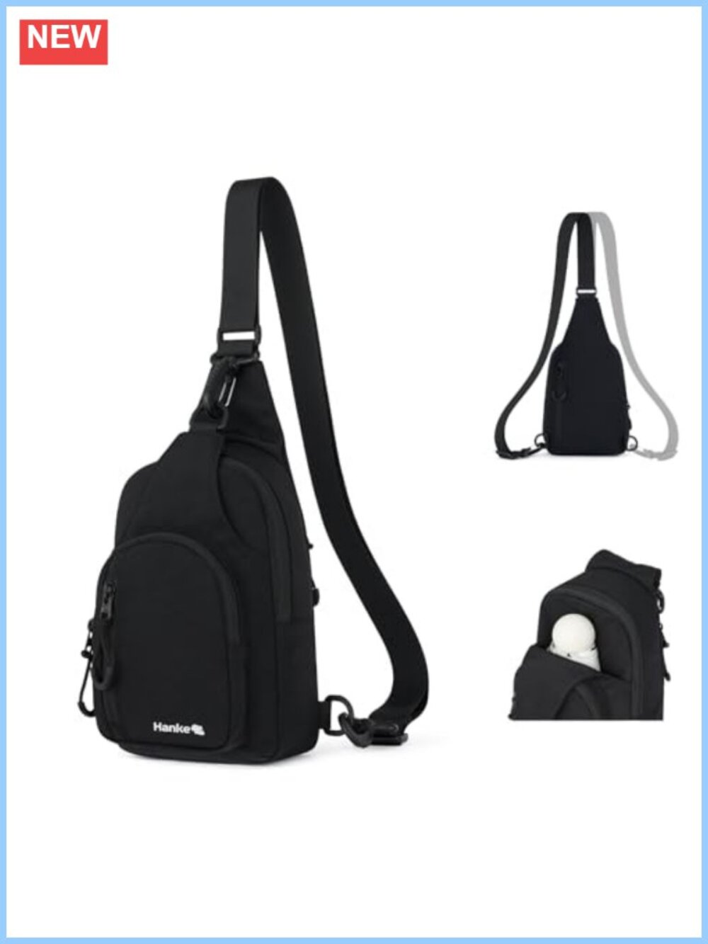Water Resistant Polyester Crossbody Sling Bag Adjustable Reversible Travel